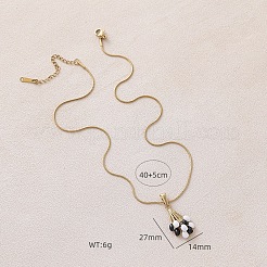 Женские ожерелья с подвесками-шариками из хирургической нержавеющей стали 316 белого и черного цвета с эмалью&nbsp;GY8430