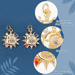 12 шт. 2 стильных латунных подвески с микропаве из разноцветных кубических цирконий&nbsp;KK-DC0001-75