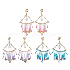 3 пара треугольных стеклянных серег-люстр EJEW-MZ00523