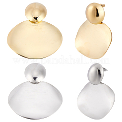 2 пара плоских круглых сережек-гвоздиков из сплава двух цветов&nbsp;EJEW-LP0001-80