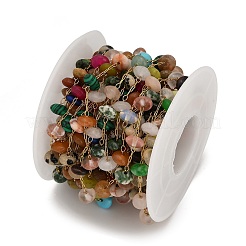 Цепи-рондель ручной работы из нержавеющей стали 304 с бусинами из смешанных камней CHS-B011-09G