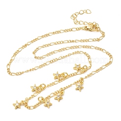 Ожерелья со звездами из латуни с прозрачным фианитом и прозрачным фианитом&nbsp;NJEW-B157-04G