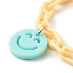 Браслеты с подвеской в виде улыбающегося лица из непрозрачного акрила BJEW-JB06258