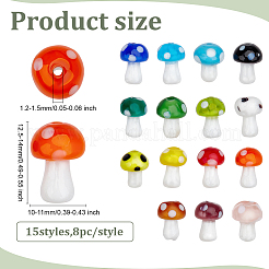 120шт 15 цвета гриб ручной работы бусины лэмпворк LAMP-ME0001-05