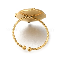 Плоское круглое с компасом кольцо-манжета из нержавеющей стали 304 для женщин&nbsp;RJEW-F161-02G-01