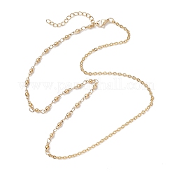 Ожерелья из цепочек с шариками из нержавеющей стали 304 с текстурированным кабелем для женщин&nbsp;NJEW-JN05596