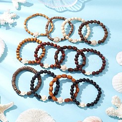 12шт. набор из крашеных синтетических и натуральных драгоценных камней и бусин из натурального дерева для женщин и мужчин BJEW-JB11563