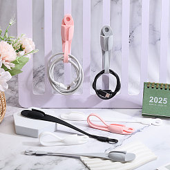 8 шт. 4-цветные силиконовые кабельные стяжки многоразовые самоклеящиеся для наушников AJEW-CA0004-71