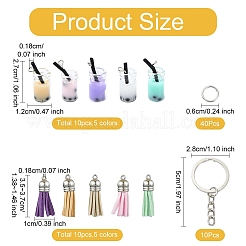 Наборы для изготовления брелков-подвесок с кисточками своими руками из железной и стеклянной бутылки с подвеской из искусственной замши&nbsp;DIY-YW0009-99