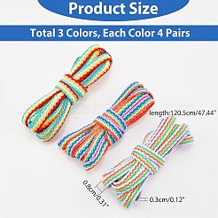 12 пара двухцветных радужных полиэстеровых шнурков&nbsp;AJEW-CA0002-34