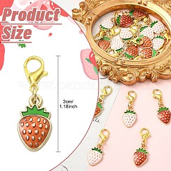 20 шт. 2 стиля подвесных украшений из эмалевого сплава с клубникой&nbsp;HJEW-YW00276