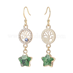 Звезда из натурального драгоценного камня с серьгами с подвесками от сглаза EJEW-JE05069