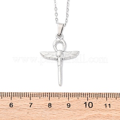Крест анкх с крыльями кулон ожерелье из нержавеющей стали 304 NJEW-H059-08P