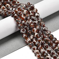 Бусы из агата дзи с узором на спине из натуральной тибетской черепахи G-B079-A02-02