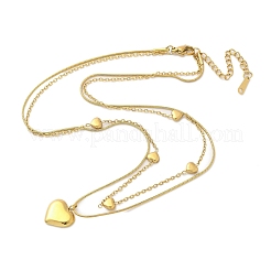 Двухслойные ожерелья в форме сердца из нержавеющей стали 304 для женщин NJEW-C084-04G