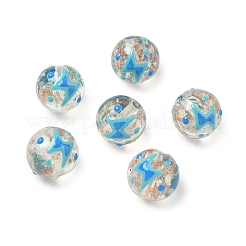 Светящиеся стеклянные бусины ручной работы с эмалью золотого песка LAMP-U004-08C