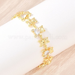 Браслеты-цепочки с микропаве из кубических цирконий из латуни для женщин&nbsp;BJEW-K248-05G