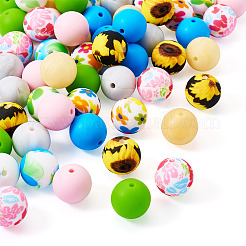 54шт 9 стиля круглые пищевые экологически чистые силиконовые бусины SIL-TA0002-63