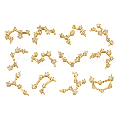 12шт 12 стиля латунные микропрозрачные подвески с кубическим цирконием ZIRC-LS0001-02G