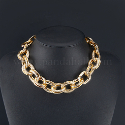 1 шт. цинковый сплав витая двойная цепочка-кабель ожерелье для женщин&nbsp;NJEW-SP0001-12KCG