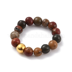 Круглое эластичное кольцо из бисера с натуральным кровавым камнем для женщин&nbsp;RJEW-WH0014-01G