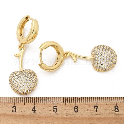 Серьги-кольца из вишневой латуни с микропаве из кубических цирконий&nbsp;EJEW-M077-04G-01