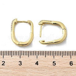 Овальные серьги-кольца из латуни с микропаве из прозрачных кубических цирконий EJEW-D311-011G