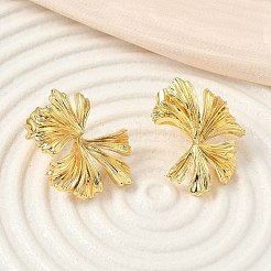 Серьги-гвоздики из латуни с листьями гинкго&nbsp;EJEW-F389-11G