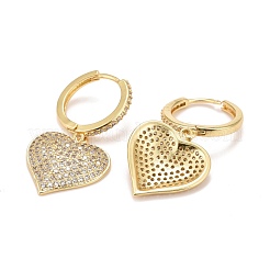 Серьги-кольца с кубическим цирконием в форме сердца&nbsp;EJEW-A069-02G