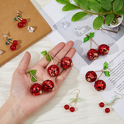 4 пара сережек-гвоздиков в форме вишни из пенопласта&nbsp;EJEW-FI0002-88