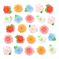 24 шт. 6 стиля непрозрачных смоляных цветов-кабошонов RESI-FS0002-16