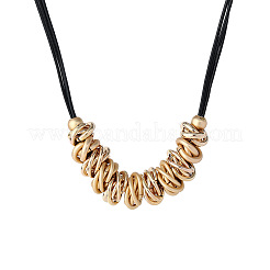 Многокольцевой кулон из латуни и железа на черном вощеном шнурке для женщин&nbsp;FS-WG5AD10-01