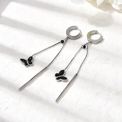 Серьги-кольца с кисточками и эмалью в виде бабочек из нержавеющей стали 304&nbsp;EJEW-G453-10P