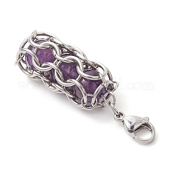 Круглый кулон из натурального аметиста HJEW-TA00357-01