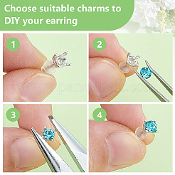 2 пара сережек-гвоздиков из стерлингового серебра с двумя оправами&nbsp;STER-BC0002-89A