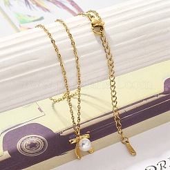 Ожерелья с подвеской-бантом из ракушечного жемчуга NJEW-K255-10G