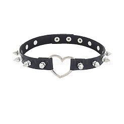 Ожерелья-чокеры из искусственной кожи с шипами и заклепками из сплава в форме сердца для женщин FS-WGC3189-01