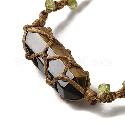 Браслеты из натурального тигрового глаза с плетеными бусинами BJEW-K225-01C