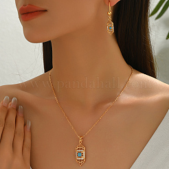 Комплекты серег и ожерелий из шестиугольной латуни с микропаве из прозрачных кубических цирконий для женщин LT5184