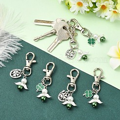 12 шт. подвесные украшения из сплава эмали и стеклянного жемчуга в 2 стилях&nbsp;HJEW-YW00309