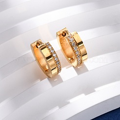 Серьги-кольца из нержавеющей стали 304 с кубическим цирконием&nbsp;EJEW-D331-12G