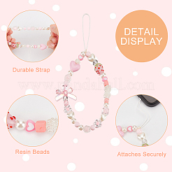 2 шт. 2-х стильный ремешок для мобильного телефона с бусинами из смолы HJEW-GF0001-36