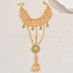 Старинные латунные плоские круглые звенья браслеты-кольца для женщин FH0494