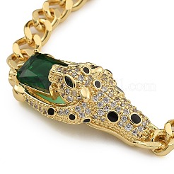 Браслеты из латуни с фианитами и микропаве из звеньев и подвесок BJEW-K261-09G-05