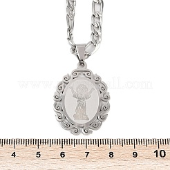 Овальные подвески с узором Virgin из нержавеющей стали 201 для мужчин и женщин&nbsp;LS-NJEW-K283-22P