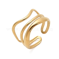 Многослойные открытые манжеты из нержавеющей стали 304 для женщин&nbsp;RJEW-Z077-01G-01