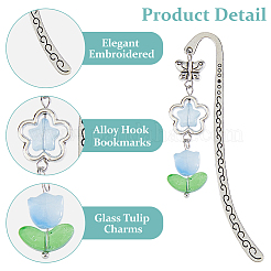 15 шт. 5-х цветные стеклянные тюльпаны-подвески-закладки AJEW-HS00009