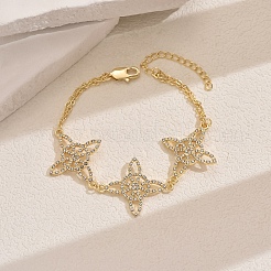 Латунные браслеты с микропаве из прозрачных кубических цирконий для женщин OL6617