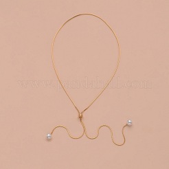 Ожерелья-лариаты из сплава со змеиной цепочкой и круглыми бусинами из пластика-имитатора жемчуга WG87CD3-01