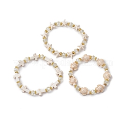 3шт 3 стиля синтетические бирюзовые бусины эластичные браслеты BJEW-JB11574